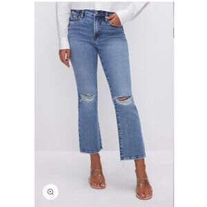 Good American Soft-Tech Good Legs Cropped Mini Boot Jeans in Indigo